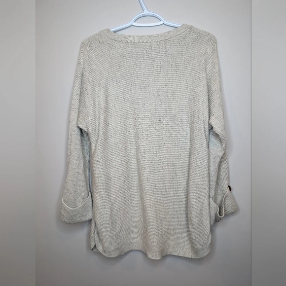 Nic + Zoe Cream Knit Cotton Blend Button Sleeve Women Large - Picture 5 of 6